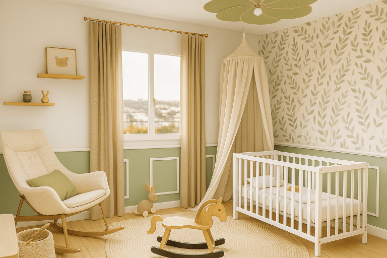 chambre bébé dans les tons de vert créée par Niti Home