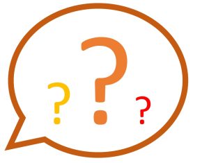 pictogramme d'une bulle avec des points d'interrogations à l'intérieur
