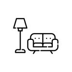 pictogramme d'un fauteuil et d'une lampe représentant les styles de décoration