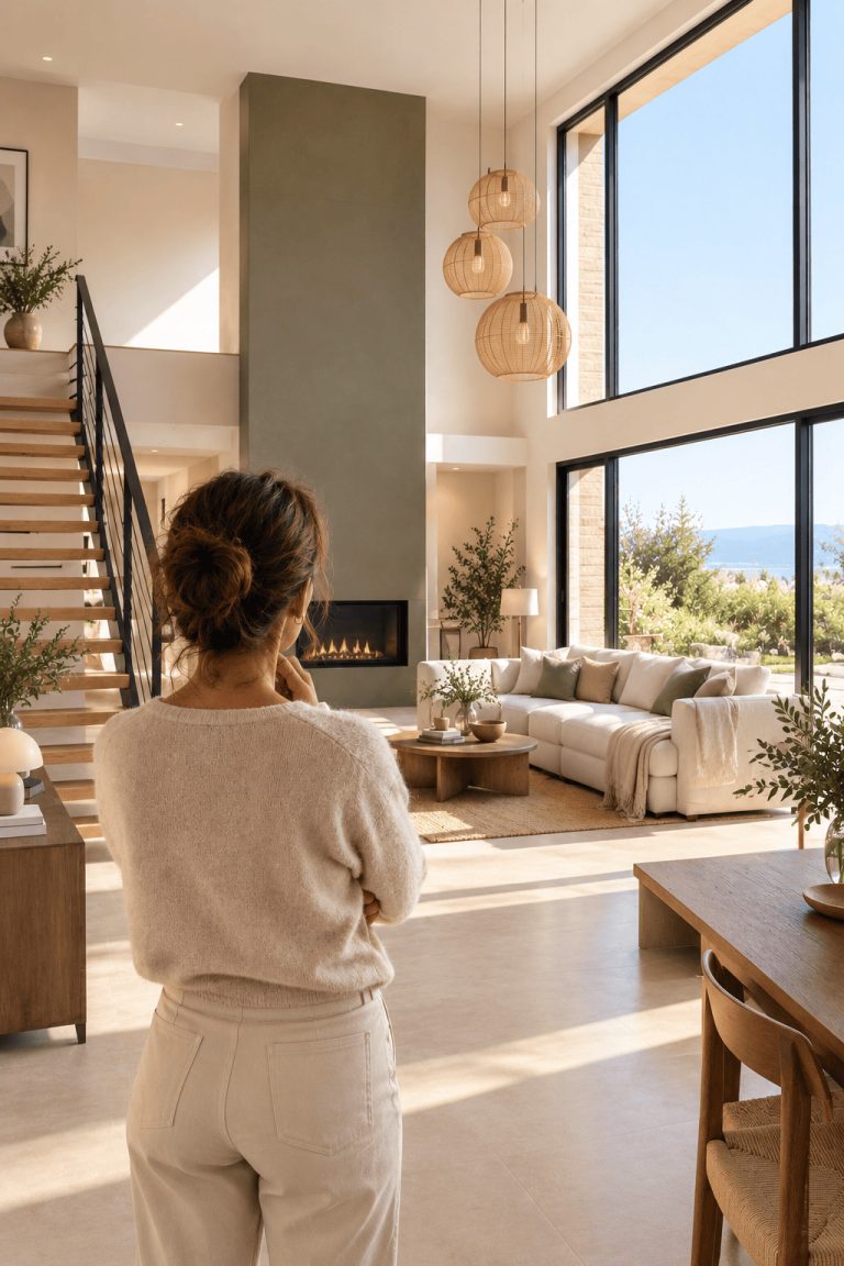 personne observant son intérieur de maison neuve