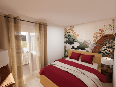 3D d'une chambre à coucher décoration et aménagement Niti-Home